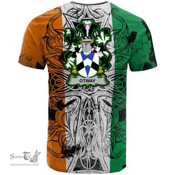 ScotsTee Shop Irish Otway Coat of Arms Irish Family Crest T Shirt Celtic Ireland Green, White and Orange T Shirt