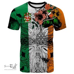 ScotsTee Shop Irish Pyne Coat of Arms Irish Family Crest T Shirt Celtic Ireland Green, White and Orange T Shirt