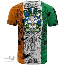 ScotsTee Shop Irish Reader Coat of Arms Irish Family Crest T Shirt Celtic Ireland Green, White and Orange T Shirt