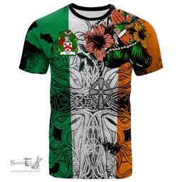 ScotsTee Shop Irish Steen Coat of Arms Irish Family Crest T Shirt Celtic Ireland Green, White and Orange T Shirt
