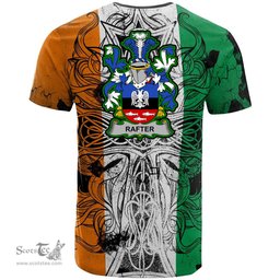 ScotsTee Shop Irish Rafter Coat of Arms Irish Family Crest T Shirt Celtic Ireland Green, White and Orange T Shirt