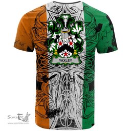 ScotsTee Shop Irish Yaxley Coat of Arms Irish Family Crest T Shirt Celtic Ireland Green, White and Orange T Shirt