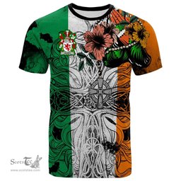 ScotsTee Shop Irish Talbot Coat of Arms Irish Family Crest T Shirt Celtic Ireland Green, White and Orange T Shirt