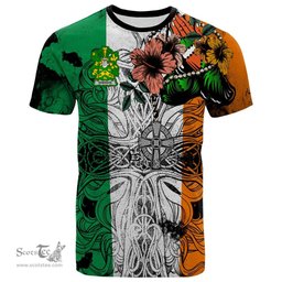 ScotsTee Shop Irish Robinson Coat of Arms Irish Family Crest T Shirt Celtic Ireland Green, White and Orange T Shirt