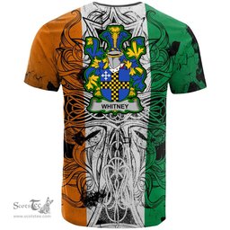 ScotsTee Shop Irish Whitney Coat of Arms Irish Family Crest T Shirt Celtic Ireland Green, White and Orange T Shirt