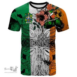 ScotsTee Shop Irish Whitney Coat of Arms Irish Family Crest T Shirt Celtic Ireland Green, White and Orange T Shirt
