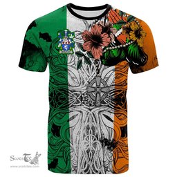 ScotsTee Shop Irish Wheatley Coat of Arms Irish Family Crest T Shirt Celtic Ireland Green, White and Orange T Shirt