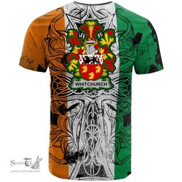 ScotsTee Shop Irish Whitchurch Coat of Arms Irish Family Crest T Shirt Celtic Ireland Green, White and Orange T Shirt