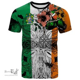 ScotsTee Shop Irish Wallis Coat of Arms Irish Family Crest T Shirt Celtic Ireland Green, White and Orange T Shirt