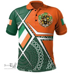 ScotsTee Shop Irish Best Family Crest Irish Polo Shirt Ireland Green White and Orange Irish Legend Polo Shirt