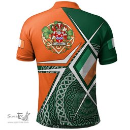 ScotsTee Shop Irish Lindsey Family Crest Irish Polo Shirt Ireland Green White and Orange Irish Legend Polo Shirt