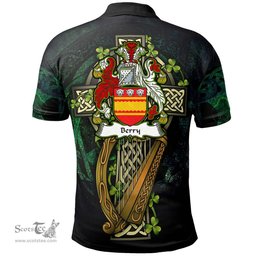 ScotsTee Shop Irish Berry Irish Family Crest Polo Shirt - Ireland Shamrock with Celtic Cross A7