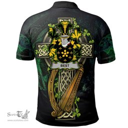 ScotsTee Shop Irish Best Irish Family Crest Polo Shirt - Ireland Shamrock with Celtic Cross A7