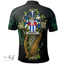 ScotsTee Shop Irish Bagwell Irish Family Crest Polo Shirt - Ireland Shamrock with Celtic Cross A7