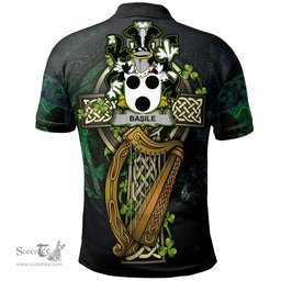 ScotsTee Shop Irish Basile Irish Family Crest Polo Shirt - Ireland Shamrock with Celtic Cross A7