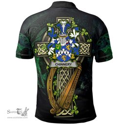 ScotsTee Shop Irish Chinnery Irish Family Crest Polo Shirt - Ireland Shamrock with Celtic Cross A7