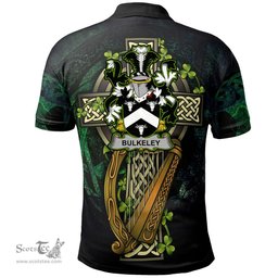 ScotsTee Shop Irish Bulkeley Irish Family Crest Polo Shirt - Ireland Shamrock with Celtic Cross A7