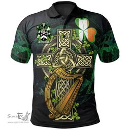 ScotsTee Shop Irish Bulkeley Irish Family Crest Polo Shirt - Ireland Shamrock with Celtic Cross A7