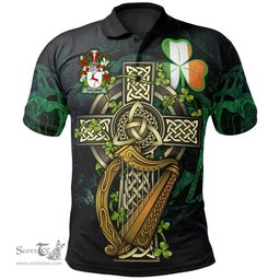 ScotsTee Shop Irish Cullinan or O'Cullinane Irish Family Crest Polo Shirt - Ireland Shamrock with Celtic Cross A7