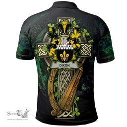 ScotsTee Shop Irish Dixon Irish Family Crest Polo Shirt - Ireland Shamrock with Celtic Cross A7