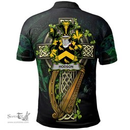ScotsTee Shop Irish Hodson Irish Family Crest Polo Shirt - Ireland Shamrock with Celtic Cross A7