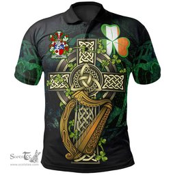 ScotsTee Shop Irish Henry or O'Henry Irish Family Crest Polo Shirt - Ireland Shamrock with Celtic Cross A7