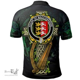 ScotsTee Shop Irish House of MACCONSIDINE Irish Family Crest Polo Shirt - Ireland Shamrock with Celtic Cross A7