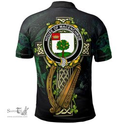 ScotsTee Shop Irish House of MACENCHROE Irish Family Crest Polo Shirt - Ireland Shamrock with Celtic Cross A7