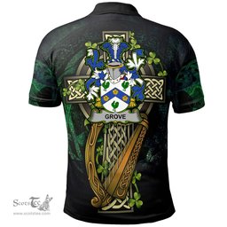 ScotsTee Shop Irish Grove Irish Family Crest Polo Shirt - Ireland Shamrock with Celtic Cross A7