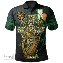 ScotsTee Shop Irish House of BUTLER Irish Family Crest Polo Shirt - Ireland Shamrock with Celtic Cross A7