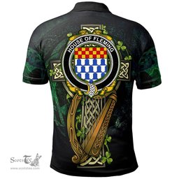 ScotsTee Shop Irish House of FLEMING Irish Family Crest Polo Shirt - Ireland Shamrock with Celtic Cross A7