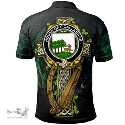 ScotsTee Shop Irish House of O'CALLAGHAN Irish Family Crest Polo Shirt - Ireland Shamrock with Celtic Cross A7