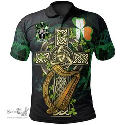 ScotsTee Shop Irish Edney Irish Family Crest Polo Shirt - Ireland Shamrock with Celtic Cross A7