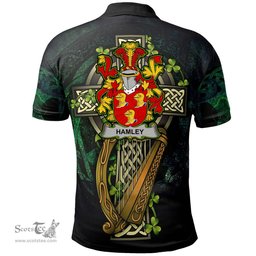 ScotsTee Shop Irish Hamley Irish Family Crest Polo Shirt - Ireland Shamrock with Celtic Cross A7