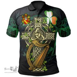 ScotsTee Shop Irish Ormesby Irish Family Crest Polo Shirt - Ireland Shamrock with Celtic Cross A7