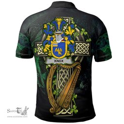 ScotsTee Shop Irish Knox Irish Family Crest Polo Shirt - Ireland Shamrock with Celtic Cross A7
