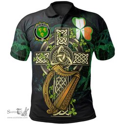 ScotsTee Shop Irish House of O'HORAN Irish Family Crest Polo Shirt - Ireland Shamrock with Celtic Cross A7