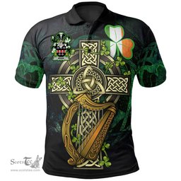 ScotsTee Shop Irish Minne Irish Family Crest Polo Shirt - Ireland Shamrock with Celtic Cross A7