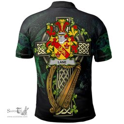 ScotsTee Shop Irish Lane Irish Family Crest Polo Shirt - Ireland Shamrock with Celtic Cross A7