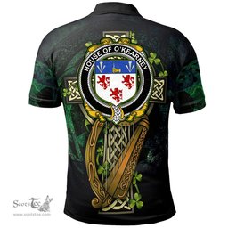 ScotsTee Shop Irish House of O'KEARNEY Irish Family Crest Polo Shirt - Ireland Shamrock with Celtic Cross A7