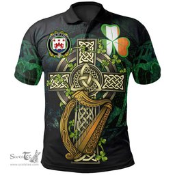 ScotsTee Shop Irish House of O'NEILL Irish Family Crest Polo Shirt - Ireland Shamrock with Celtic Cross A7