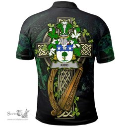 ScotsTee Shop Irish Kidd Irish Family Crest Polo Shirt - Ireland Shamrock with Celtic Cross A7