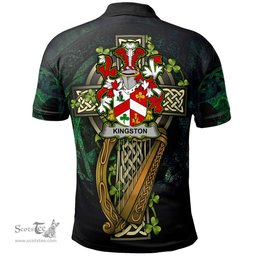 ScotsTee Shop Irish Kingston Irish Family Crest Polo Shirt - Ireland Shamrock with Celtic Cross A7