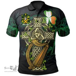 ScotsTee Shop Irish Nunn Irish Family Crest Polo Shirt - Ireland Shamrock with Celtic Cross A7