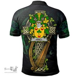 ScotsTee Shop Irish Odell Irish Family Crest Polo Shirt - Ireland Shamrock with Celtic Cross A7