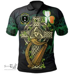 ScotsTee Shop Irish House of O'NEILAN Irish Family Crest Polo Shirt - Ireland Shamrock with Celtic Cross A7