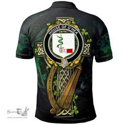 ScotsTee Shop Irish House of O'HEA Irish Family Crest Polo Shirt - Ireland Shamrock with Celtic Cross A7