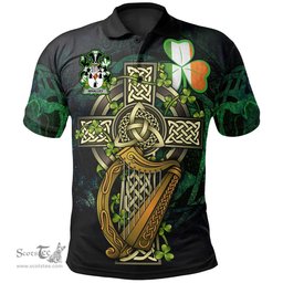 ScotsTee Shop Irish Whalley Irish Family Crest Polo Shirt - Ireland Shamrock with Celtic Cross A7