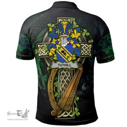 ScotsTee Shop Irish Tuthill Irish Family Crest Polo Shirt - Ireland Shamrock with Celtic Cross A7