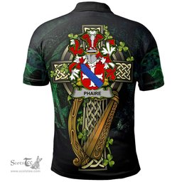ScotsTee Shop Irish Phaire Irish Family Crest Polo Shirt - Ireland Shamrock with Celtic Cross A7